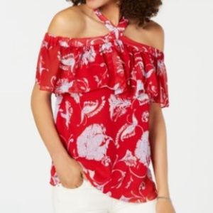 NWT Tommy Hilfiger Off the Shoulder RED Blouse S